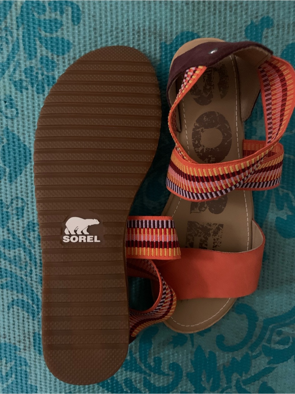 Sorel Orange Multi-Stripe Women's Sandals
